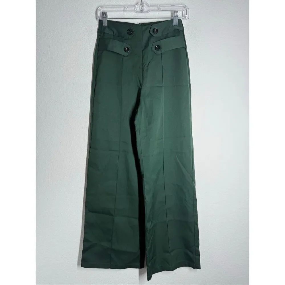 Shein Womens Green Wide Leg Dress Pants Size 2